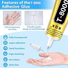 1 件 15ml/50ml/110ml T8000 胶水，用于手机屏幕修复玻璃木工艺品金属和宝石的工艺粘合剂，钻石画亚克力尖钻 DIY，珠宝钻专用胶水 - 黃色 - 查看 9