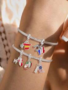 1件时尚西班牙串珠吊坠，适合女士手链、手镯DIY饰品制作和日常穿搭，是女孩的理想配饰。 - 銀色 - 查看 2