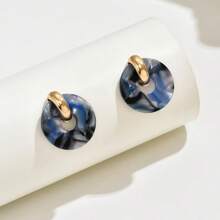 Fashionable Multi-Color Circular Acrylic Stud Earrings, Suitable For Women As Gift, Party Or Daily Wear