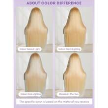 613 金色直发蕾丝前假发,200% 密度混合真人发丝,预拔透明蕾丝前假发,13x4 高清蕾丝前金色假发,混合真人发丝,巴西雷米假发,女士多层假发,30 英寸 - S613 - 查看 9