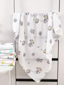 1件柔软透气婴儿平纹细布襁褓毯，110*110厘米 - 彩色 - 查看 10