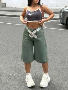 Women's Y2K Loose Fit Wide Leg Seven-Point Denim Jeans Pants With Butterfly Embroidery Pockets - Nostalgia - View 6