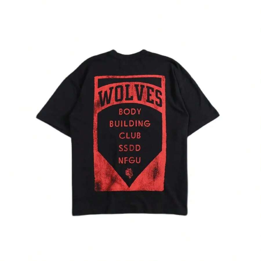 2025 DARCSPORT Wolf Head Limited Club Series Fitness Training Basketball Men Women Pure Cotton Short Sleeve Summer T-Shirt - 黑色 - 查看 1