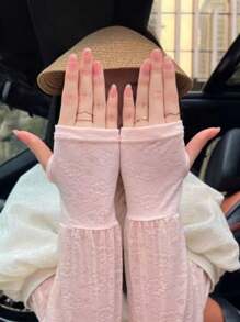 A Pair Of Summer Lace Sun Protection Sleeves, Soft Texture, Breathable And Sweat-Wicking, Beautiful Sun Protection Ice Silk Sleeves, Suitable For Outdoor Travel, Sports, Cycling, Driving, Etc.