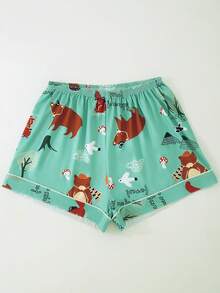 Set de 3 piezas de pijama casual de mujer con mangas cortas, que incluye shorts y pantalones largos, manga corta con cuello y botones, cómodo y holgado, adecuado para usar en casa en todas las estaciones - Verde - Ver 7