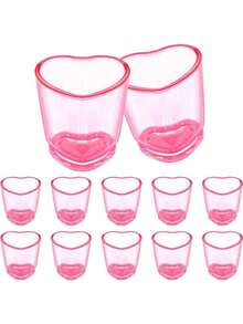 1pc Multifunctional Pink Mini Heart-Shaped Brush Washing Cup, Palette Cup, Crystal Cup, Nail Art Palette, Acrylic Powder Container, Nail Art Tools - Pink - View 1