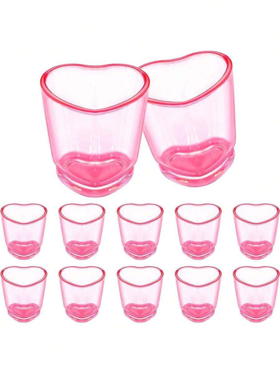 1pc Multifunctional Pink Mini Heart-Shaped Brush Washing Cup, Palette Cup, Crystal Cup, Nail Art Palette, Acrylic Powder Container, Nail Art Tools - Pink - View 1