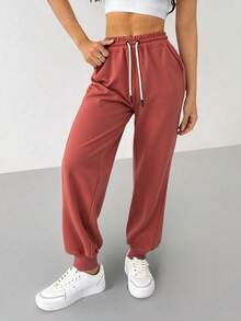 8 Piezas Pantalones deportivos para mujer con bolsillos, cordón para mujer, pantalones deportivos ajustados para yoga activos - 4 piezas - Ver 5