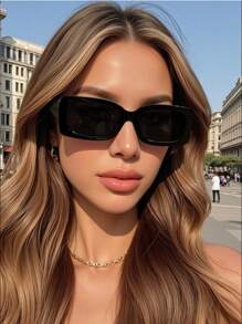 1 Piece Unisex Versatile Fashion Fashion Sunglasses With Leather Case - Suitable For Street Photography, Music Festival, Tropical Beach, Business Leisure, Fishing, Sports, Beach, Travel, Festival, Outdoor, Driving, Hiking, Party, Street Style Accessories, Outdoor Activities, UV Protection, Golf Fashion Shade Elegant Clothing Family Outing Travel Vacation Holiday
