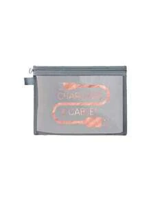 玫瑰金网格化妆包带数据线图案，红色气垫收纳便携式收纳包，化妆包，护肤包，旅行必需品，宿舍用品，婚礼新娘礼物，母亲礼物，生日礼物，送给朋友和老师的礼物，浴室收纳，珠宝收纳，唇油和化妆品收纳包 - 彩色 - 查看 14