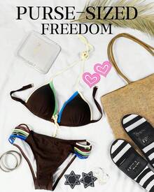 21 Pairs Pasties Pack Fun Nipple Covers Rave Pasties Bulk Rave Tops Accessories Festival Bikini Boob Covers Stickers - 03 Brown-blue-silver - View 7