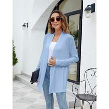 Newchoice Womens Casual Lightweight Long Sleeve Cardigan Soft Drape Open Front Fall Dusters (S-3XL) - 新生兒藍色 - 查看 7