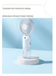 Mini ventilateur brumisateur portatif, ventilateur électrique portable, réglable à 2 vitesses, ventilateur de bureau pour l'été, humidification et rafraîchissement, convient pour l'intérieur/extérieur, camping, ventilateur rechargeable pour étudiant
