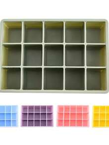 قالب ثلج سيليكوني بغطاء، شكل مربع، مقاوم للروائح والبكتيريا، للحفظ المنزلي قطعة واحدة - متعدد الألوان - مشاهدة 5