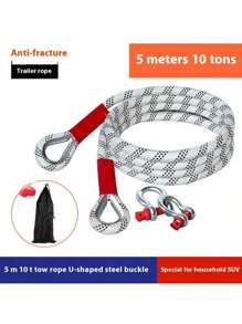 Schweres 10T/22000 lbs Abschleppseil Set - Polyamidmaterial, 2 U-förmige Abschlepphaken, Tragetasche - für Geländefahrzeuge und SUVs, hintere Anbringung, hohe Reißfestigkeit über 122 lbs