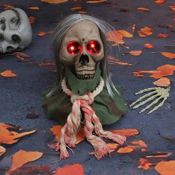 Halloween électrique fantôme marchant tête de fantôme horreur voix activée émetteur de lumière squelette tête de fantôme maison hantée pièce secrète décoration accessoires