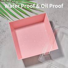 50 Pack Small Charcuterie Boxes With Lids, 4 Inches Paper Bakery Boxes Dessert Boxes Disposable To Go Food Containers Cookie, Cake Slice, Cake, Chocolate Strawberry (Brown)-Ygh - Pink - View 4