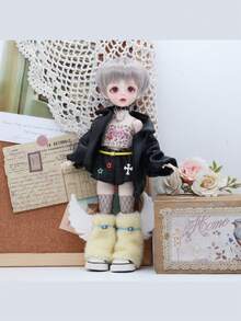 1pc 30cm Doll Outfit Six-Piece OB11 Y2K Style Fashion Set, School Uniform Clothing (Clothes Only). Good Meaning. (Note: Some Small Accessories On The Clothes May Be Randomly Included, But The Style Will Be The Same.) - Multicolor - View 4