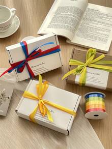 5 Rolls Multicolor Polyester Ribbon, Gift Wrapping, Floral DIY, Craft Decorative Satin Ribbon, High-End Tulle Ribbon For Flower Bouquet, Birthday Gift Packaging - Multicolor - View 3