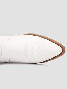 GLOBALWIN Women's Knee High Long Pointed Toe Western Cowboy Boots For Women Fall Boots Halloween Season - 白色 - 查看 2