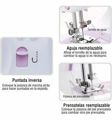 Máquina coser eléctrica portátil set hogar 115 piezas color blanco perfecta para principiantes costura doméstica kit de accesorios completo para reparación y confección - Blanco - Ver 5