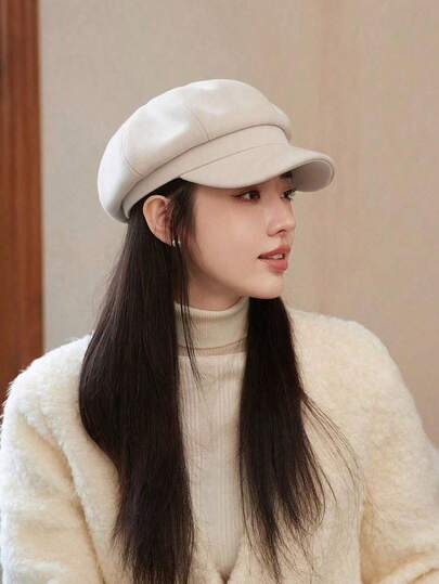 1 件纯色女式四角星贝雷帽，经典韩版时尚休闲透气舒适适合日常通勤、旅行、徒步旅行、派对、海滩、咖啡店、度假、艺术家使用、春夏季