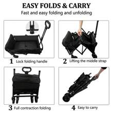 300LB Collapsible Wagon Cart With Foldable Tail Drag & Fixed Handle Clip Outdoor