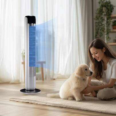  Sweetcrispy Tower Fan For Bedroom, Standing Floor Fans With Remote Control, 28dB Quiet, 4 Modes, 5 Speeds, 12H Timer, 60°Oscillation, Powerful 25Ft Far, Bladeless For Home, Office, Living Room