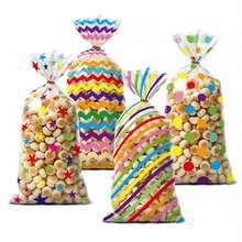 50 Colored Striped OPP Gift Bags, Plastic And Glass Paper Gift Bags, Dot Striped Gift Bags, Birthday, Family Vacation, Party Decoration Supplies, Gift Packaging Supplies, Halloween Candy Bag, Popcorn Bag, Bundle Packaging Bag - View 4