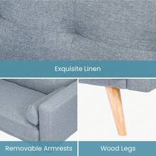 3 Seater Sofas Modern Sofa Beds With Wooden Legs Adjustable Angle Sofas & Couches With 2 Armrests For Living Room/Spare Room/Guest Room Dark Gray - Grey - View 5