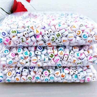50/100/200/300/500/1000/2000 Colorful Acrylic Letter Beads For DIY Jewelry Making, Crafts, Necklaces, Bracelets, Keychain Decorations