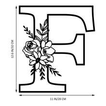 1 pieza Cartel de metal con Flor y Letra, Combinación personalizada de nombres, letras iniciales y palabras, Decoración de pared de arte de metal, Decoración DIY de fondo de boda, Regalo para el hogar