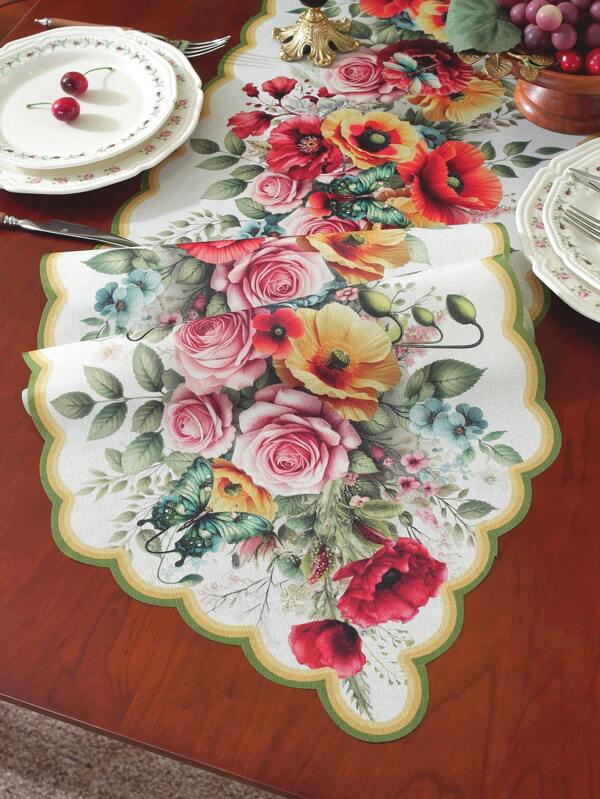1 pieza Camino de mesa de 100% poliéster, con un delicado y colorido patrón impreso digitalmente de mariposas y flores, adecuado para la decoración de primavera/verano, que se puede usar en la cocina, mesa de comedor, decoración de habitaciones, manteles rosas, escritorio, mesa de café, tocador, microondas, decoración del hogar, manteles individuales, mantas de picnic, regalo para la sala de estar, dormitorio, patio, muebles de exterior, jardín, campamentos, fiestas, bodas