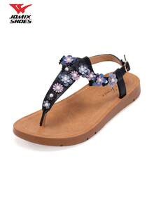JOMIX Women's Summer Sandals, Women's Open Toe Shoes, Women's Beach Slippers, Flat Sole Sandals, Fine Sticker Design, With Adjustable Closure, Elegant Women's Shoes For Summer