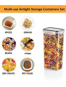 VOOVA 48pcs Sealed Food Storage Containers With LIDS - Lunch Boxes Ideal For Organizing And Storing Grains, Rice, Pasta, Tea, Nuts And Coffee Beans In A Kitchen Pantry - Can Be Used For Dishwasher Washing, Including Labels And Markers - Black and White - View 7