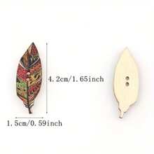 30pcs Mixed Colors Leaves/Feather Buttons Painting Wooden Buttons DIY Wooden Buttons For Crafts Decorative Buttons Buttons For Clothing Sewing Scrapbooking Accessories.(Size: 1.5cm*4.2cm/0.59inch*1.65inch)