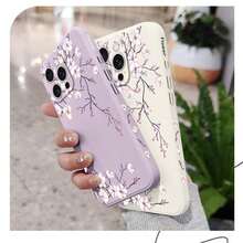 Liquid Silicone Sakura Flower Phone Case, Compatible With IPhone 17 Air, 16e, 16, 15 Pro Max, 14 Plus, 13 Mini, 12 Pro, 11, X, XS, XR, XS Max, 7, 8 Plus, SE2, SE3, As Well As , Poco, And Other Models - Purple - View 7