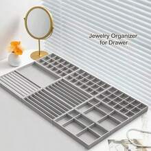 天鹅绒珠宝盒，带 15 个隔层，用于存放手镯、珠宝、耳环、戒指和项链，适合女士收纳整理器旅行必需品礼物返校 - 米色 - 查看 5