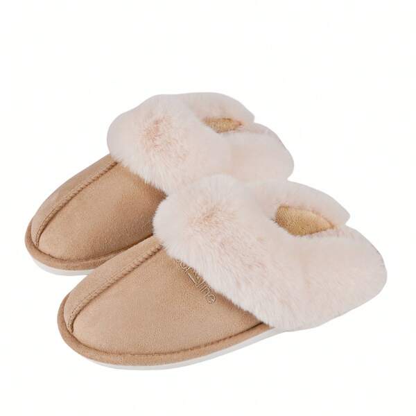 New Thickened Plush Home Slippers For Men And Women, Warm, Fashionable, Comfortable And Anti-Slip Indoor Slippers With Closed Toe