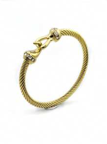 1 pulseira elegante com cabo de diamante, pulseira de corda torcida de aço inoxidável com fecho, joias femininas