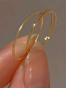 5pcs/Set Steel-Color Minimalist Stainless Steel Plain Circle Stackable Joint Ring, Women