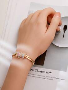 1 Peça Pulseira de Cristal Urso Romântico, Adequado como Presente para Amigos e Namoradas, Uso Diário e de Festa para Mulheres