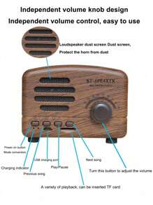 Retro Bluetooth Speaker, Nostalgic Mini Bluetooth Audio Player, Micro USB Rechargeable Cute Portable Outdoor Speaker