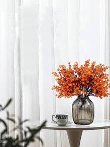 1pc Orange Artificial Baby's Breath And Star Flower Bouquet, Silk Satin Flower Arrangement For Halloween, Weddings, Parties, Home DIY Decoration