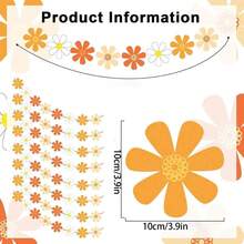 1 件雏菊波西米亚风时尚派对用品嬉皮横幅波西米亚风雏菊花环套装彩色雏菊悬挂漩涡雏菊纸剪纸适用于一至二岁生日派对家居教室礼品装饰、圣诞节 - 彩色 - 查看 5