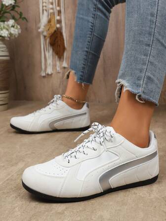 Zapatillas casuales transpirables con bloques de color para mujer 2025, con cordones, suela blanda antideslizante