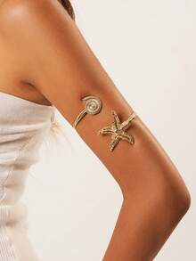 1 件复古波西米亚海洋主题金属金色装饰手链，适合女性日常和节日身体链装饰 - 珍珠海星(0387) - 查看 14
