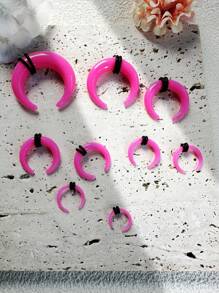 9pcs Punk Earrings Set: Acrylic Colorful Glitter, U-Shape Cattle Horn Pointed Ear Plugs, Piercing Insertion Tool, Body Piercing Threader, Party Jewelry, Suitable For Holidays, Corresponding To The Red Customer