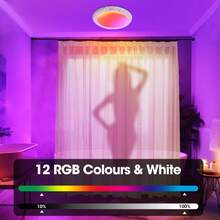 Rechargeable Ceiling Light With Remote - Shower Light For Inside Shower With Color Changing & White Light, Magnetic Motion Sensor Ceiling Light Battery Powered For Shower Bathroom Closet Porch Patio - RGB - View 2