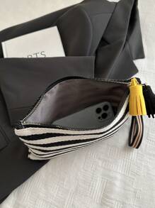 Women's Fashion Casual Versatile Striped Zipper Clutch Bag